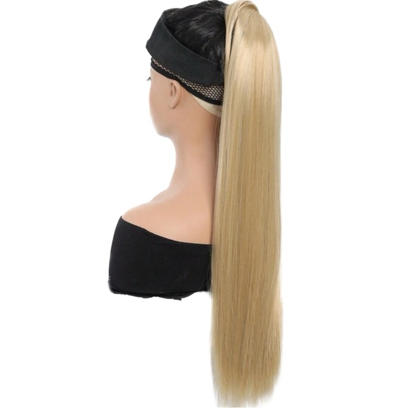 34 Inches Synthetic Linen Gold Ponytail Straight Extension - Picture 3 of 4